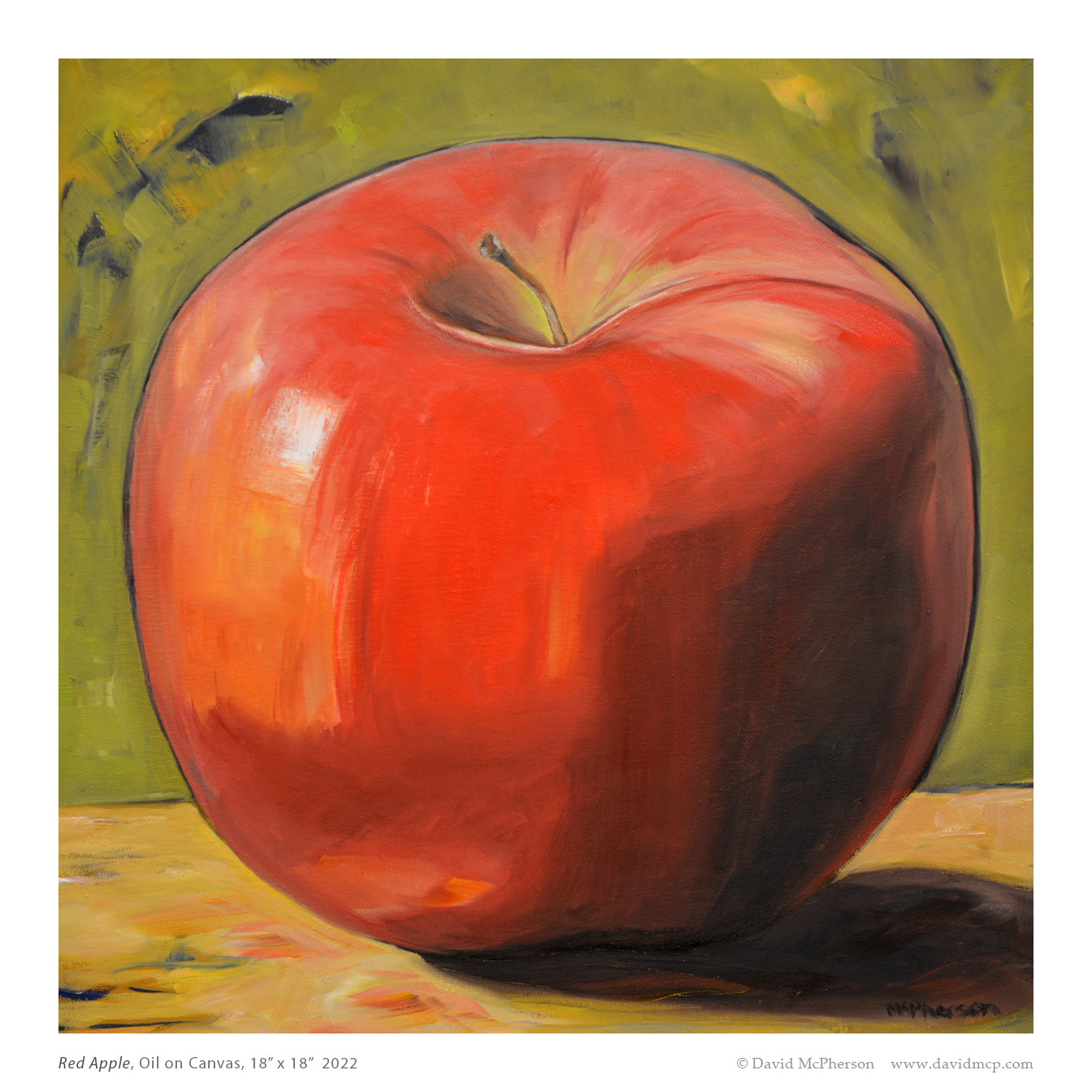 Red Apple, Oil on Canvas, 18 x 18, 2022